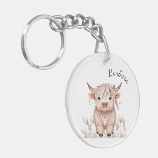 Koe van Boho Highland Sleutelhanger (Voorkant Links)