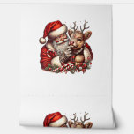 Koe van Christmas Highland met de Santa Scottish V Behang<br><div class="desc">Koe van Christmas Highland met de Santa Scottish Vintage</div>