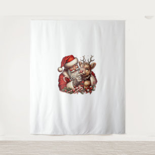 Koe van Christmas Highland met de Santa Scottish V Wandkleed