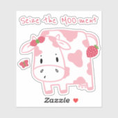 Koe van Cute Strawberry | De azijn van het moo-men Sticker (Vel)