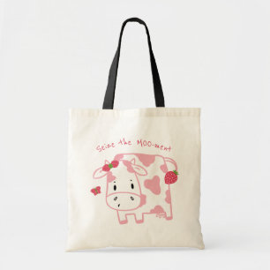 Koe van Cute Strawberry   De Moo-ment in beslag ne Tote Bag