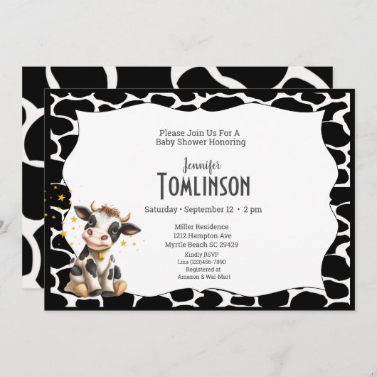 Koe van de baby op de Uitnodiging van het Baby sho (Voorkant / Achterkant)