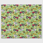 koe van de boerderij- en rode trekker cadeaupapier (Vlak)