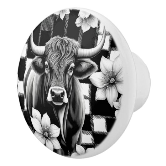 Koe van de boerderij keramische knop (Rechts)