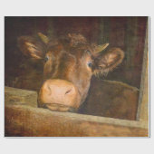 Koe van de textielsector in barn - rustic Cadeaupapier (Vlak)