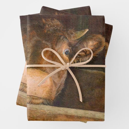  Koe van de textielsector in barn - rustic Inpakpapier Vel (In situ)