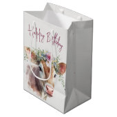 Koe van de verjaardag met bloemen medium cadeauzakje (Voorkant Gekanteld)