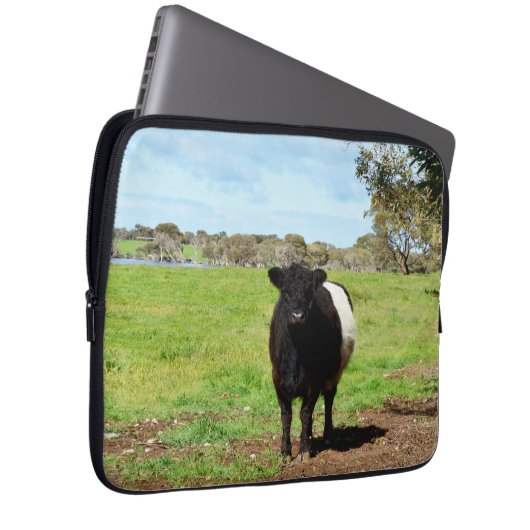 Koe van de zwarte en witte wooly-gordel, laptop sleeve (Voorkant Rechts)