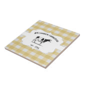 Koe van geel Boerderij met buffelplaat Tegeltje (Zijkant)