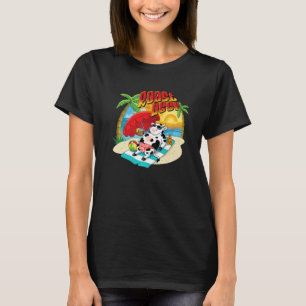 Koe van geroosterd rundvlees op doorlatende strand t-shirt