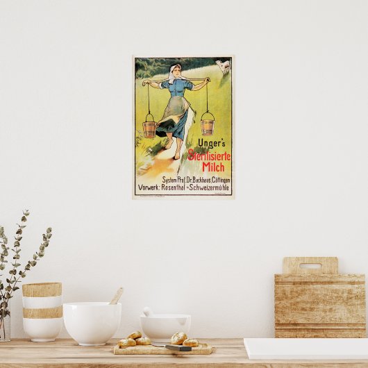 KOE van gesteriliseerde gepasteuriseerde melkdroog Poster (Keuken)