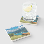 Koe van het hoogland van het gebergte stenen onderzetter (Zijkant)