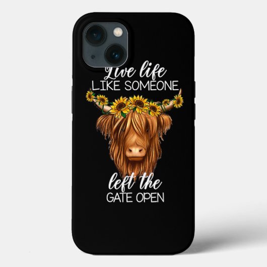 Koe van het land Heifer Highland met zonnebloemen  Case-Mate iPhone Case (Achterkant)