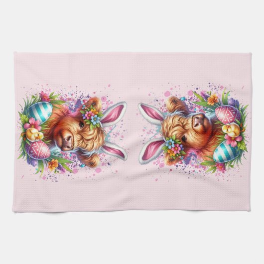 Koe van het Paashoogland Theedoek (Horizontaal)