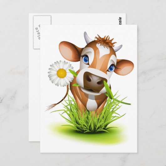 Koe van Jersey in gras Briefkaart (Voorkant / Achterkant)