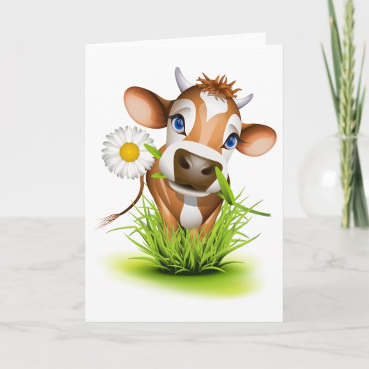 Koe van Jersey in gras Kaart (Voorkant)