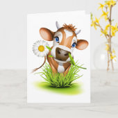Koe van Jersey in gras Kaart (Gele Bloem)