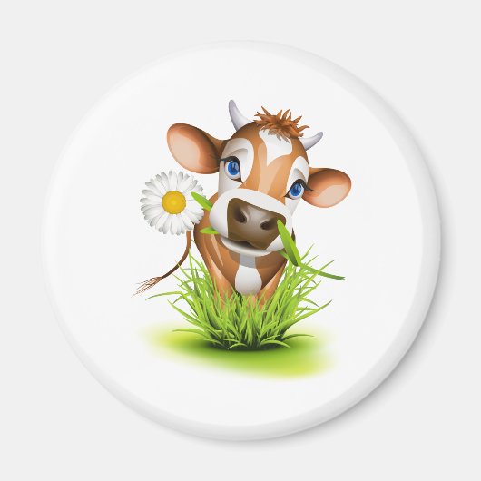 Koe van Jersey in gras Magneet (Voorkant)