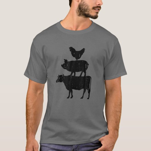 Koe van kuikens en kippen op het bovenste Boerderi T-shirt (Voorkant)