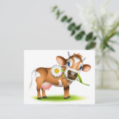 Koe van Little Jersey die madeliefje eet Briefkaart (Staand voorkant)