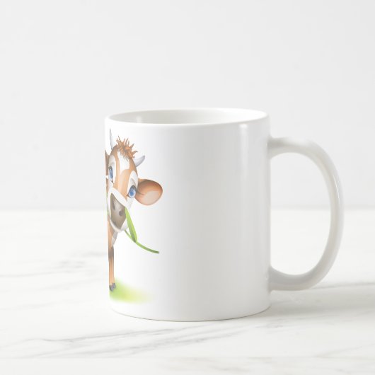 Koe van Little Jersey die madeliefje eet Koffiemok (Rechts)