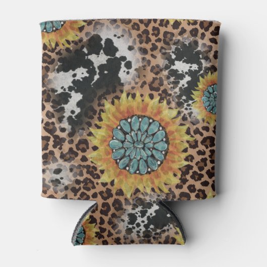 Koe van luipaard Afdrukken Zonnebloemsublimatie Blikjeskoeler (Voorkant)