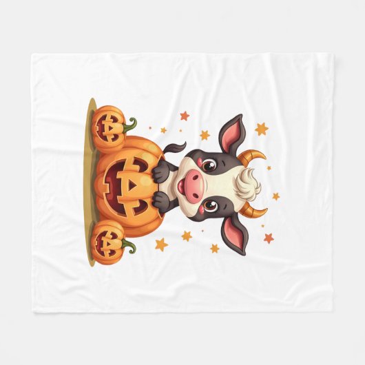 Koe van pompoenpatch fleece deken (Voorkant (Horizontaal))