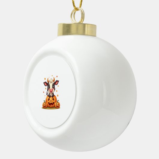 Koe van pompoenpatch keramische bal ornament (Rechts)