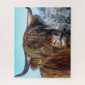 Koe van Shaggy Highland Beef Oil Painting Legpuzzel (Verticaal)