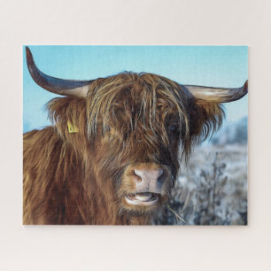 Koe van Shaggy Highland Beef Oil Painting Legpuzzel