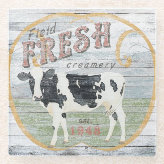  Koe van verse crème Glazen Onderzetter (Voorkant)