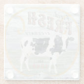  Koe van verse crème Glazen Onderzetter (Achterkant)