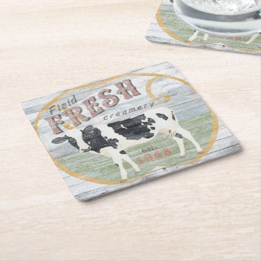  Koe van verse crème Kartonnen Onderzetters (Schuin)