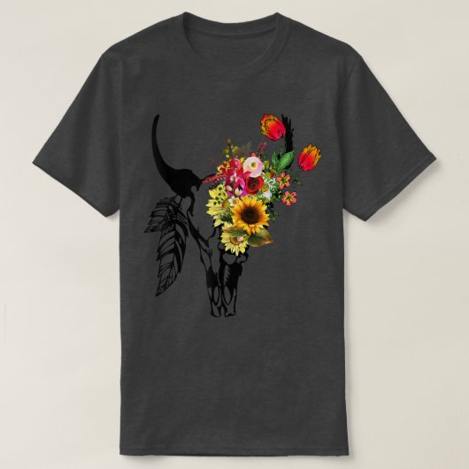 Koe van vrouwen Boho Floral Roos Sunflower Graph T-shirt (Design voorkant)