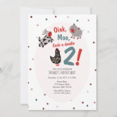 Koe Varken Boerderij Tweede Verjaardag Uitnodiging (Voorkant)