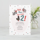 Koe Varken Boerderij Tweede Verjaardag Uitnodiging (Staand voorkant)