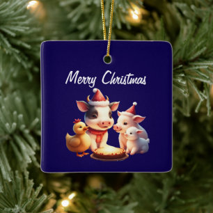 Koe, varken, lam en kip Ornament