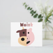 Koe + Varkens = briefkaart van roze (Staand voorkant)