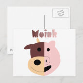 Koe + Varkens = briefkaart van roze (Voorkant / Achterkant)