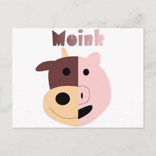 Koe + Varkens = briefkaart van roze (Voorkant)