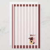 Koe + Varkens = briefpapier met moink gestreept (Voorkant / Achterkant)