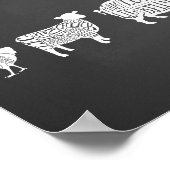 koe varkensvlees snijdt kleine stukjes poster (Hoek)