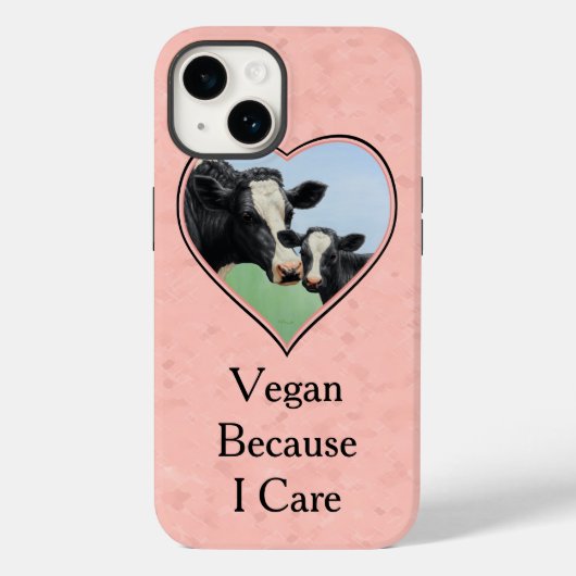 Koe Vegan Holstein en Calf Pink Heart Case-Mate iPhone Case (Achterkant)