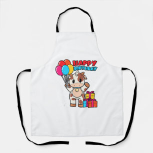 Koe Verjaardag Ballon Theme Catleman Boer Schattig Schort
