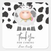 Koe verjaardag dank u voor uw komst vierkante sticker (Voorkant)