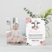 Koe Verjaardag Foto Bedankt Kaart (Staand voorkant)