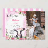 Koe Verjaardag Foto Uitnodiging (Voorkant / Achterkant)