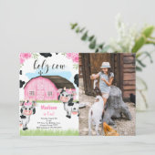 Koe Verjaardag Foto Uitnodiging (Staand voorkant)