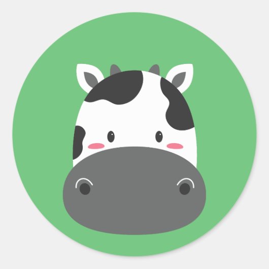 Koe Verjaardag Kinder Kunst Ronde Sticker (Voorkant)