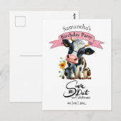 Koe verjaardag meisje  briefkaart (Voorkant / Achterkant)